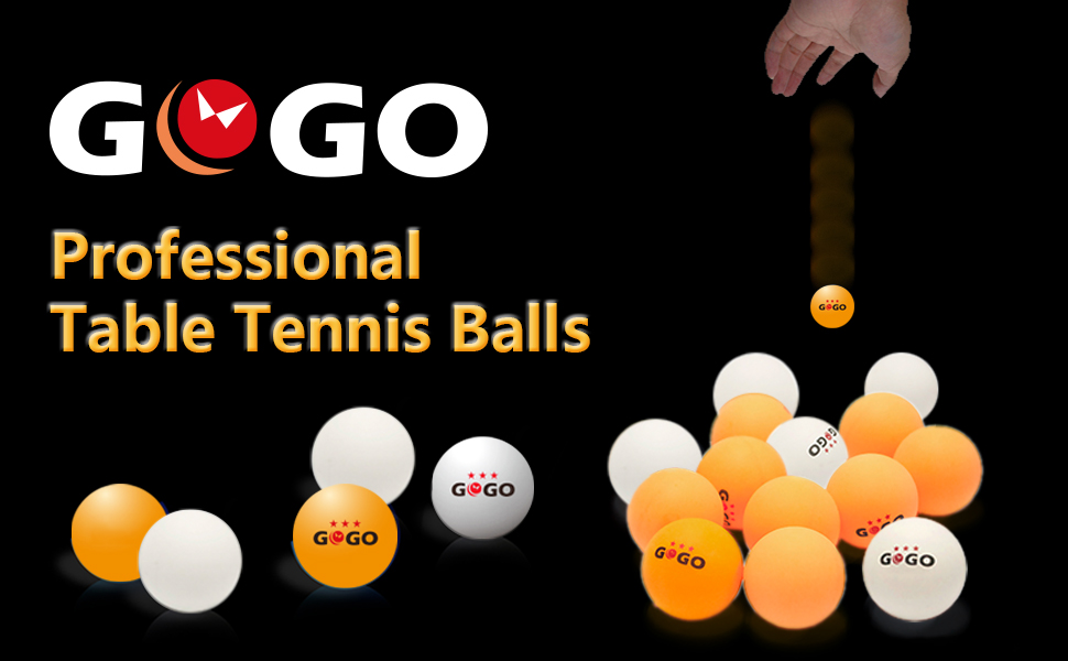 GOGO 144 Pieces 3 Star Training Ping Pong Balls, 40+ ABS Bulk Table Tennis Balls