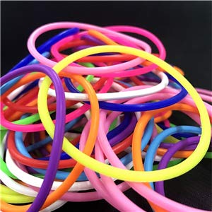 GOGO 100 Pcs Jelly Bracelets for Youth, 80s Rubber Wristbands, Thin Silicone Bangles