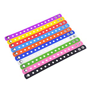 GOGO 10 PCS Adult Adjustable Silicone Bracelets for Shoe Charms Rubber Wristband Elastic Bands