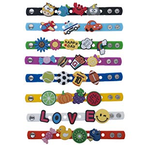 GOGO 10 PCS Rubber Bracelets for Kids Adjustable Wristbands Shoe Charms Party Favors