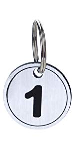 Aspire Metal Rim Key Tag, 30mm Dia. Numbered Key Rings