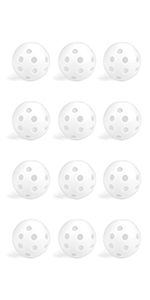 GOGO 48 Pack Perforated Plastic Golf Balls, White Golf Training Ball Limited Flight, 5 Inch Circumference, Christmas Ornament