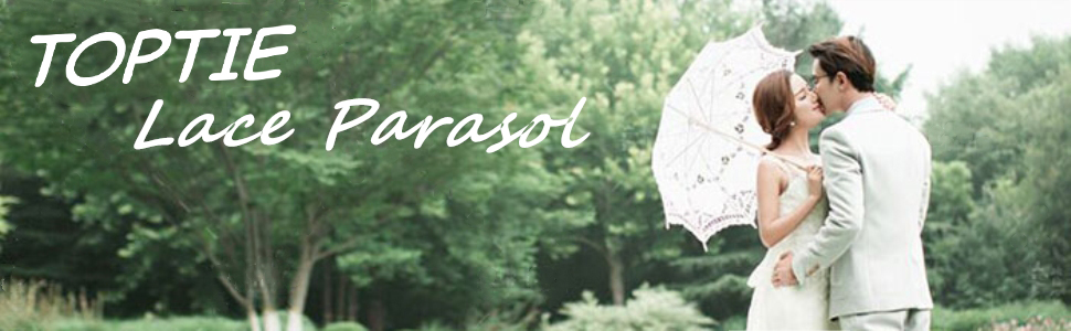 TOPTIE Vintage Black Lace Parasol, Wedding Bridal Umbrella, Photograph Parasol, Halloween Party Decoration