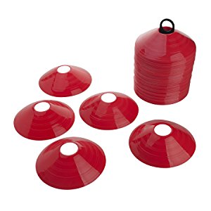 GOGO Pack of 50 Agility Disc Cones Sports Plastic Training Gear With Carrier and Bag - Perfect for Soccer Football Basketball