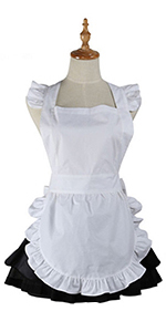 Aspire Kitchen Apron for Women Retro Cotton Frilly Maid Apron Vintage Costume Halloween Party Gift