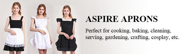 Aspire Retro Ruffle Apron, Halloween Adjustable Cotton Apron, Adults & Kids Maid Costume