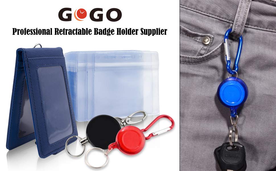 GOGO 100Pcs Badge Holders, Vertical, 3.54"x2.3" Clear Business ID Card Sleeve