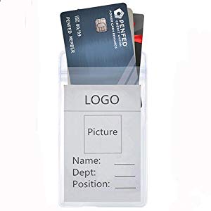 GOGO 50Pcs Lightweight Clear Vinyl Badge Holder with Zip Type Seal - Vertical, Fits Credit Cards