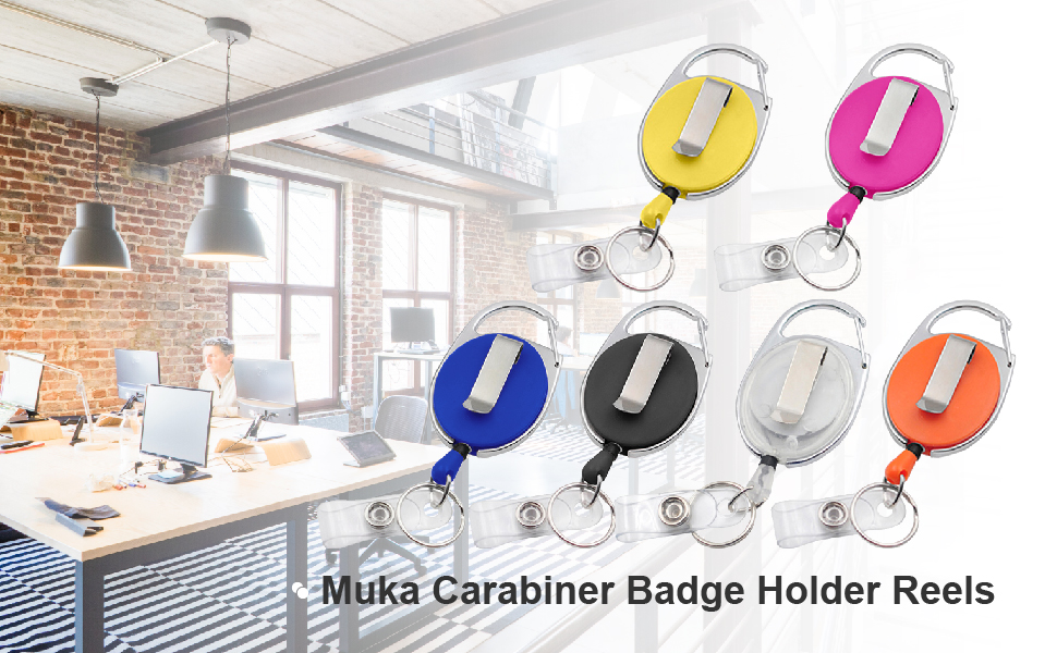 Muka Carabiner Badge Holder Reels With Back Splint and Key Ring