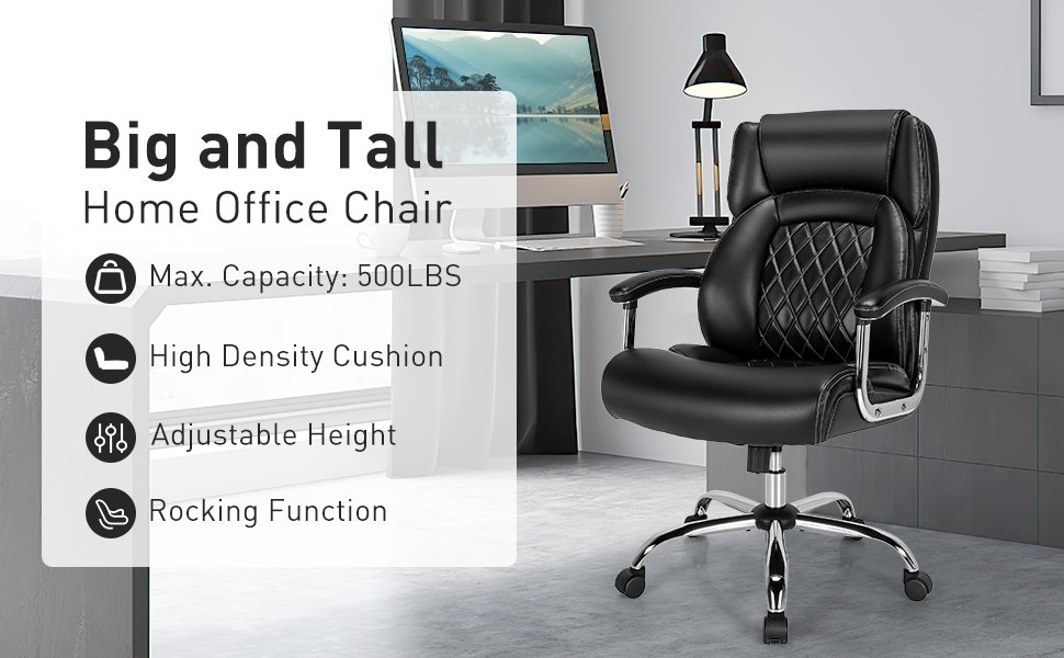 Costway Height Adjustable Executive Chair Computer Desk Chair with Metal Base-Black