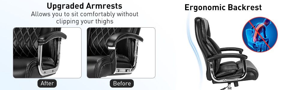 Costway Height Adjustable Executive Chair Computer Desk Chair with Metal Base-Black