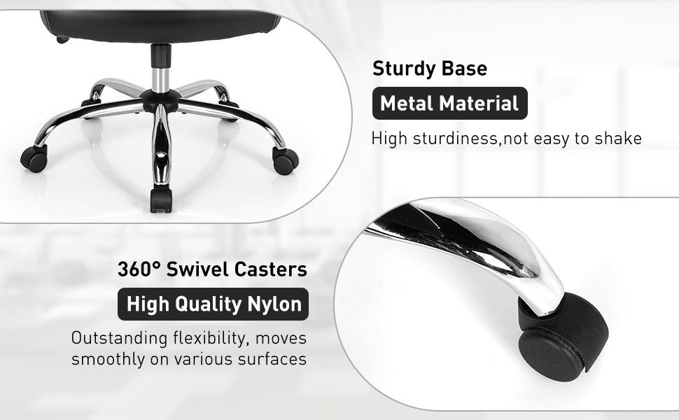 Costway Height Adjustable Executive Chair Computer Desk Chair with Metal Base-Black