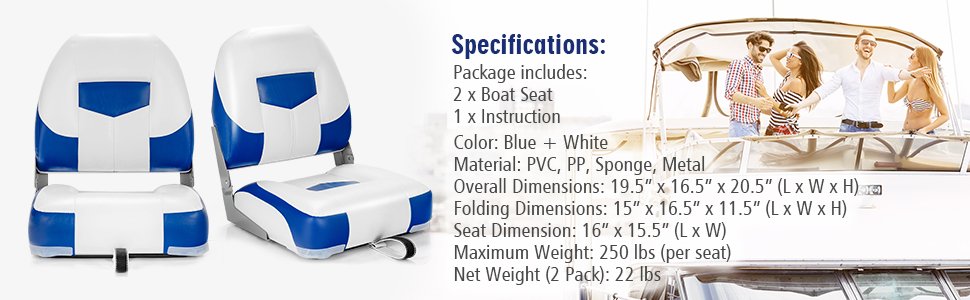 Costway 46107928 Set of 2 Folding Low Back Fishing Boat Seat with Stainless  Steel Screws-Blue Sale, Reviews. - Opentip