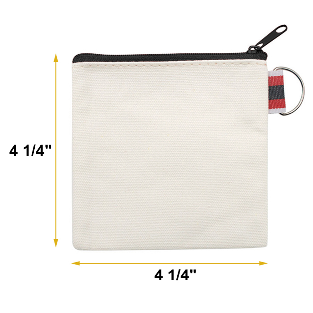 Aspire 12-Pack Canvas Coin Purses, Square Purse Bag 4-1/4 x 4-1/4 Inches, DIY Zipper Visa Pouch