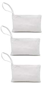 Aspire 4-Pack Cotton Canvas Wristlet Bags with Zipper, Canvas Makeup Bag, 10-3/4 x 8 Inch