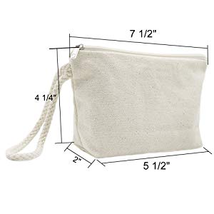 Aspire 12-Pack Cotton Canvas Wristlet Pouches, Travel Cosmetics Zipper Bag with Bottom, Christmas Gift Bag