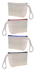 Aspire 4-Pack Cotton Canvas Wristlet Clutch, Cosmetic Makeup Bag with Cotton Lining, 10-3/4 x 8 Inch