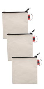 Aspire 12-Pack 100% Cotton Canvas Zipper Pouches, Party Favor Bags 6 3/4 x 4 3/4 Inches