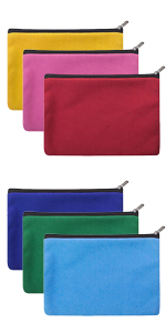 Aspire 12-Pack Canvas Zipper Pouches, Blank Back to School Gift Bags, 6-3/4 x 4-3/4 Inch