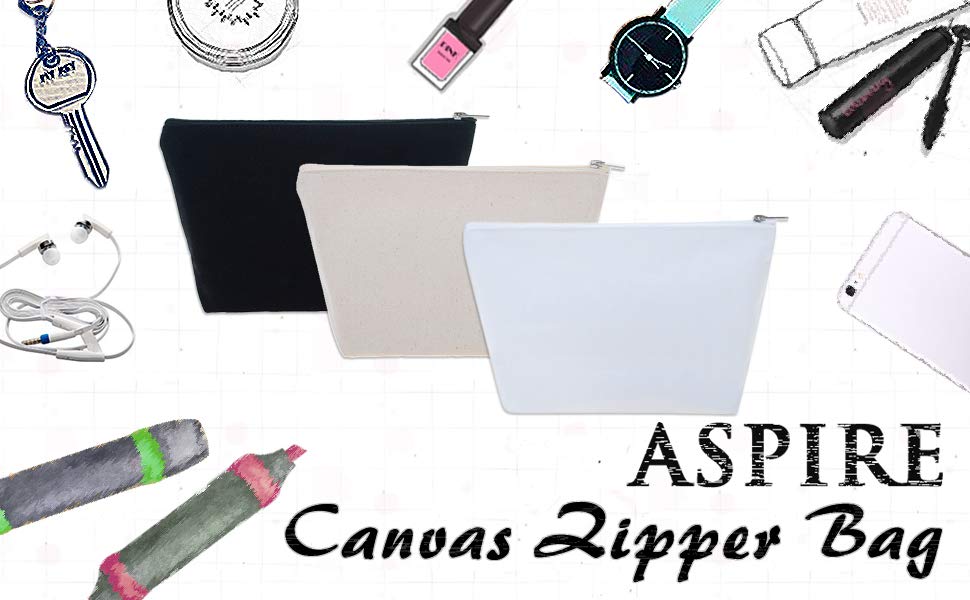 Aspire 30-Pack Stand Up Canvas Zipper Bags for DIY Project