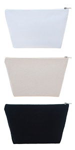 Aspire 6-Pack Cotton Canvas Makeup Bags, 9.5 x 8 Inches Zipper Bag