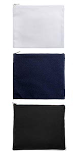 Aspire 30-Pack Cotton Canvas Zipper Bags for School Art Supplies, 8 x 6 Inch