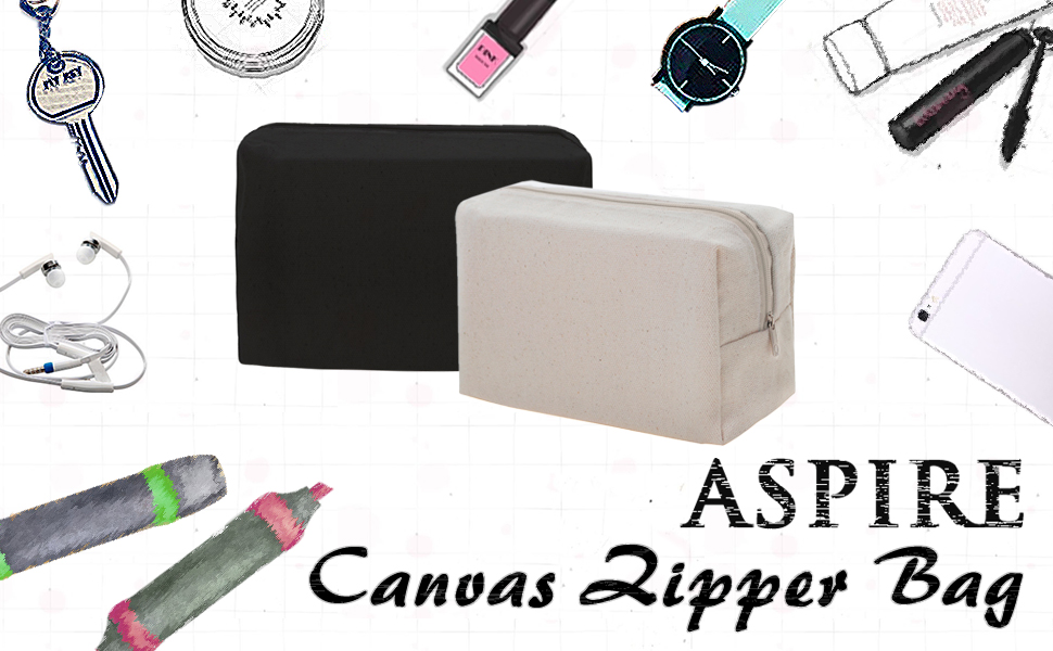 Aspire 30-Pack Canvas Cosmetic Makeup Bag, Portable Travel Storage Bag Case, 7 x 4 x 3 Inch