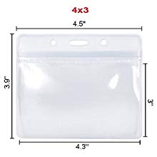 GOGO Set of 50 Clear Plastic Name Tag Badge Id Card Holders Large Heavy Duty Waterproof 3" X 4" / 4" X 6"