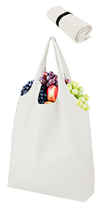 Muka Grocery Tote Bag with 6 Bottle Pockets, 100% Cotton Shopping Bag 15 x 15 x 10 Inches