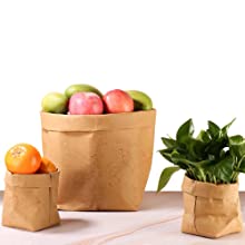 Muka Washable Kraft Paper Bag, Sustainable Leather-like Grocery Bag for Food Storage, Multifunctional Home Decor