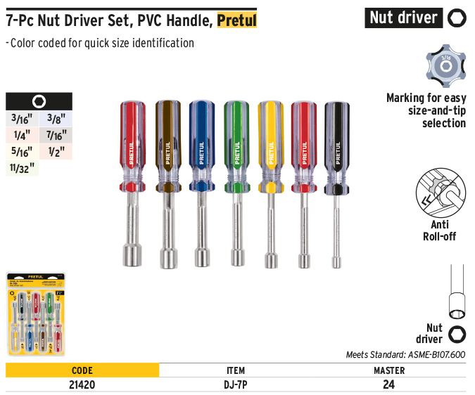 Pretul 21420 PVC handles screwdriver set, 7 pcs