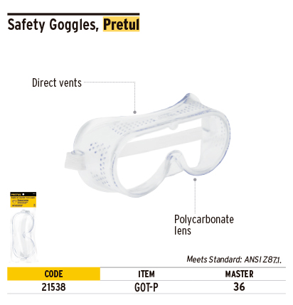 Pretul 21538 Safety Goggles