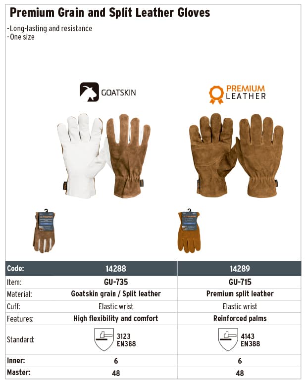 Truper 14288 Leather Back Goatskin Gloves
