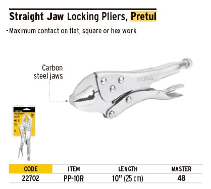 Pretul 22702 10" Straight Jaw Locking Pliers Pretul