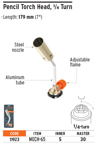 Truper 11923 65 mm, nozzle 1/4 turn, gas blow torch