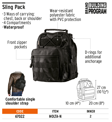 Truper 67022 Tactical sling backpack, black