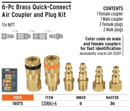 Truper 18075 Coupler and connector set, 6 pieces
