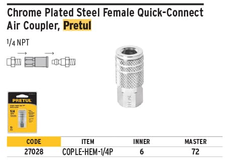 Pretul 27028 1/4" Steel, Female Hose Connector, pretul