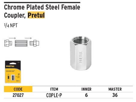 Pretul 27027 1/4" Steel, Couple Hose Connector, pretul