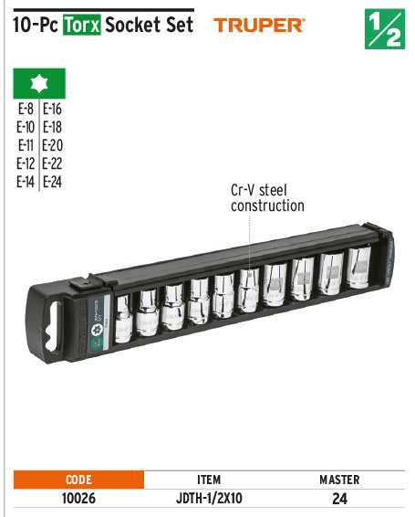 Truper 10026 10-Pc Torx Socket Set