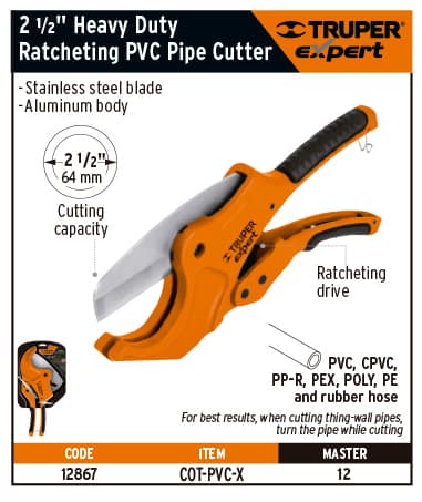 Truper 12867 Professional PVC Pipe Cutter 1 3/4"