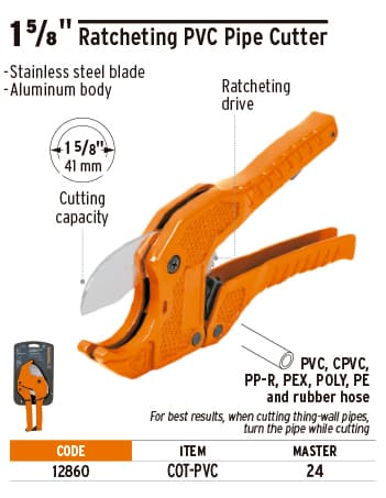 Truper 12860 1-5/8" Plastic Pipe Cutter