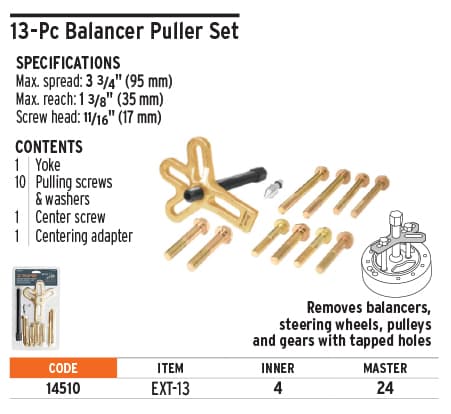 Truper 14510 Harmonic Balancer Puller Set 13 Pieces