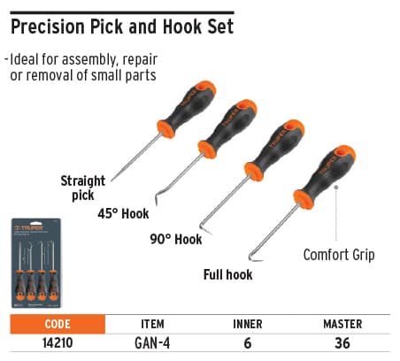 Truper 14210 Picks And Hooks Set 4 Pieces