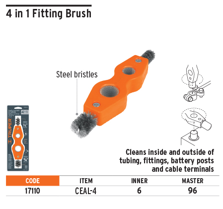 Truper 17110 4 In 1 Tube And Fitting Brush