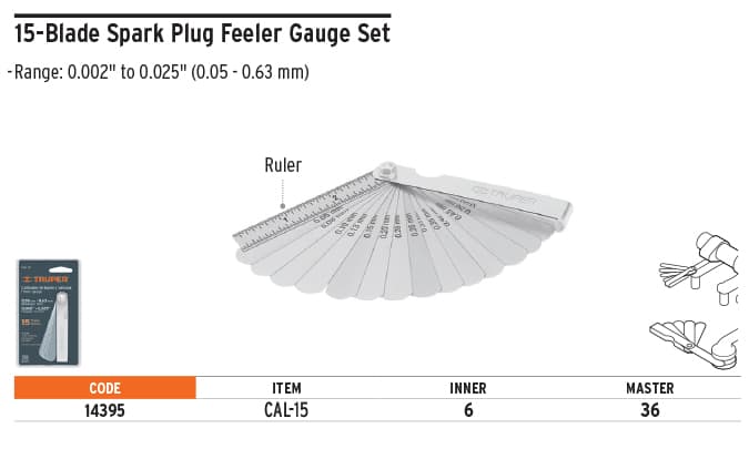 Truper 14395 15 Blades Spark Plug Gauge