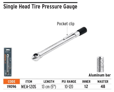 Truper 19096 120 Lbs Tire Pressure Gauge