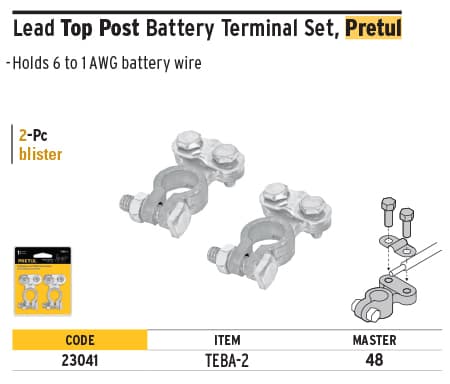 Pretul 23041 Top post, lead battery terminal, 2 pc