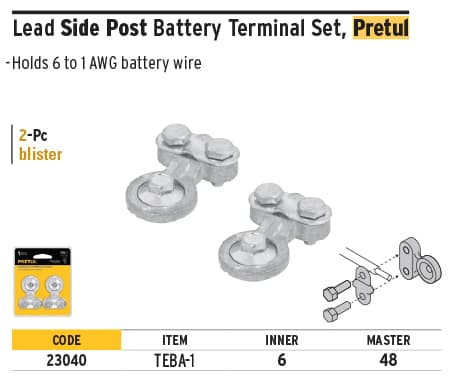 Pretul 23040 Side post, lead battery terminal, 2 pc