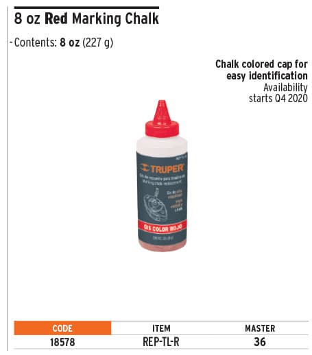 Truper 18578 Replacement 8 Oz Red Chalk Line